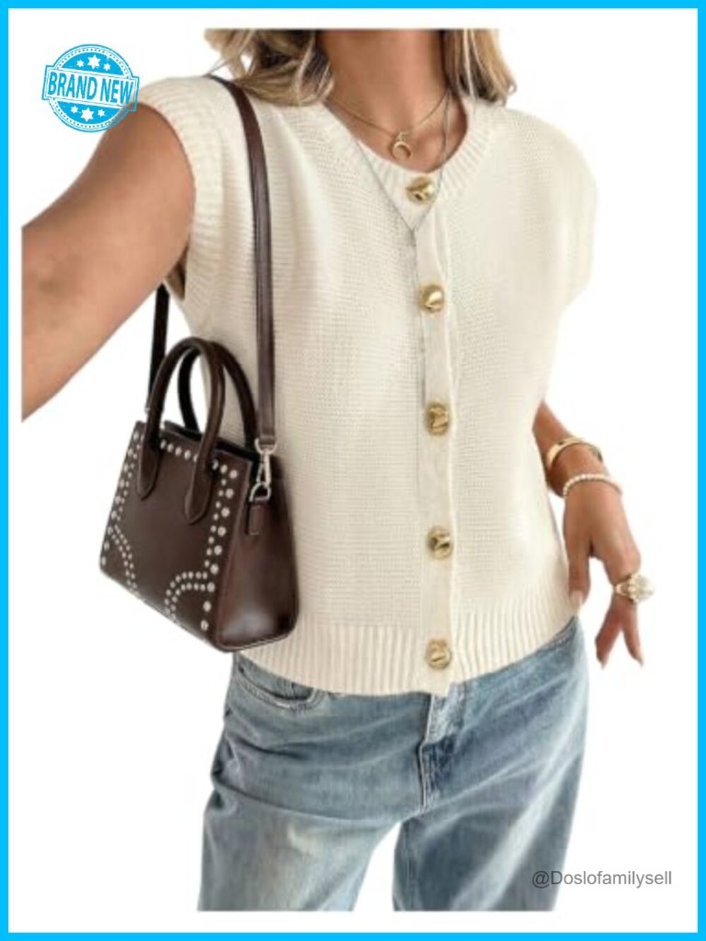 Sleeveless Button Down Sweater Vest Ribbed Knit Tank Cardigan